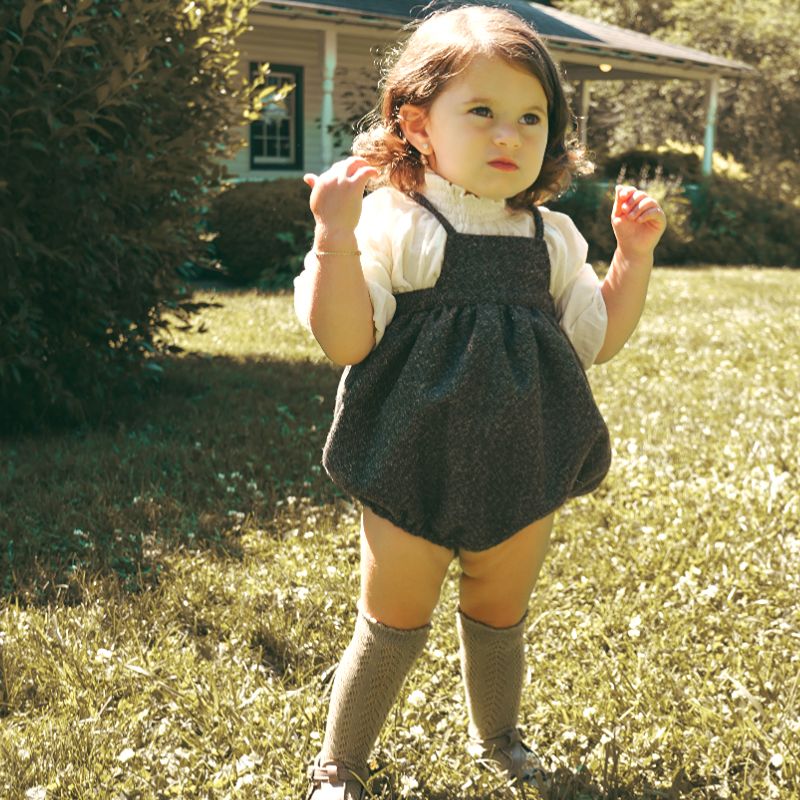 Tweed Romper - Grey &amp; Brown
