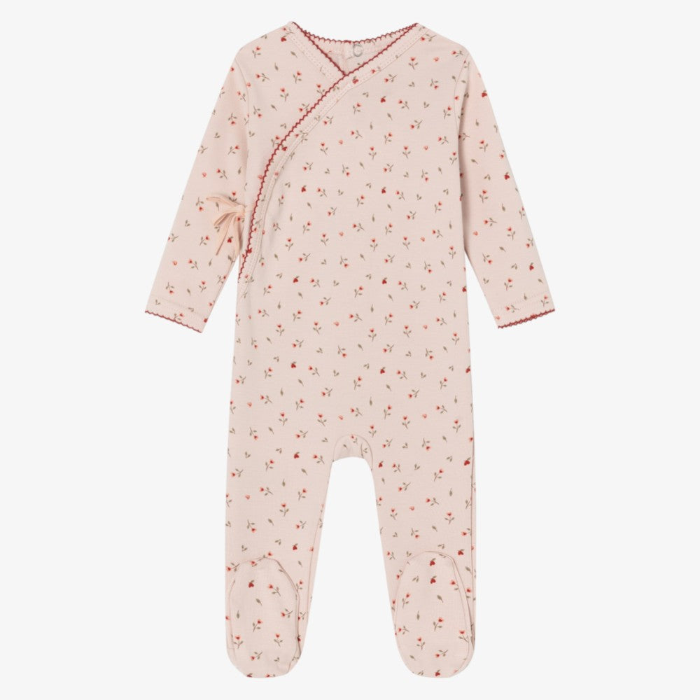 Heart Printed Footie - Pink