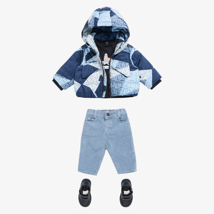 Abstract Puffer Jacket - Blue