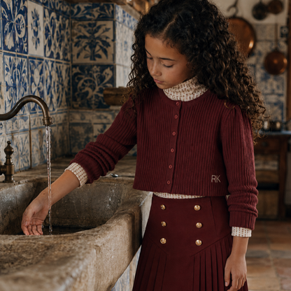 Emerson Crop Cardigan Sweater - Burgundy