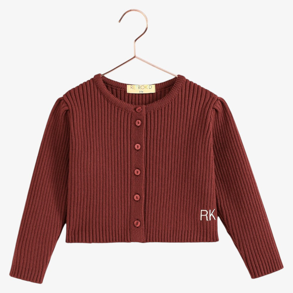 Emerson Crop Cardigan Sweater - Burgundy