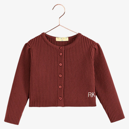 Emerson Crop Cardigan Sweater - Burgundy