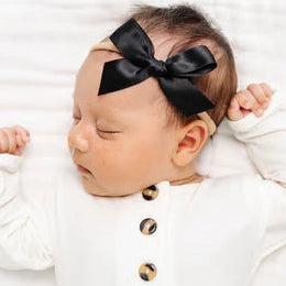 Satin Bow Headband - Black