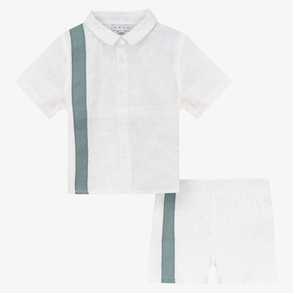Stripe Shirt And Shorts - White/green