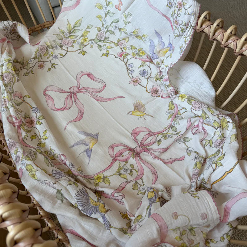 Muslin Blanket - Rose Ribbon