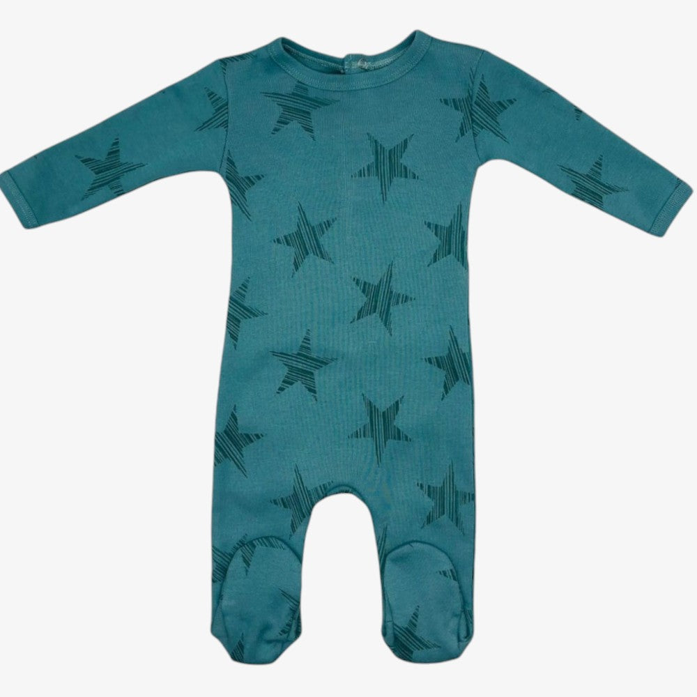 Star Lines Footie - Teal Green