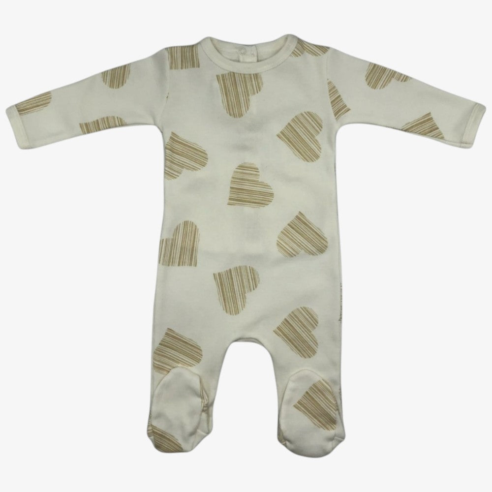 Heart Lines Footie - Ivory