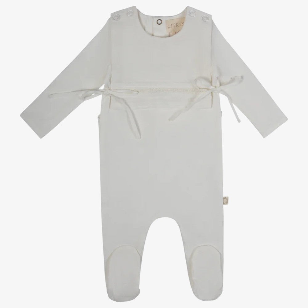 Tucked Bib Footie - White