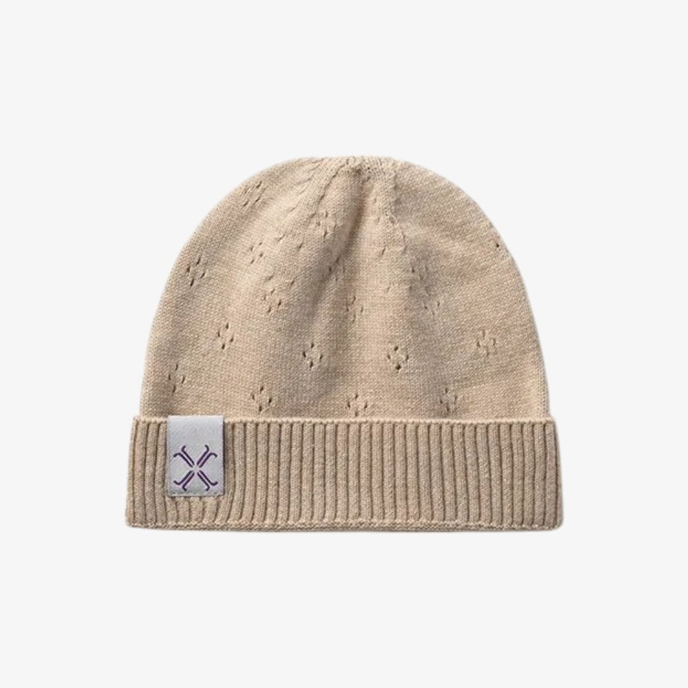 Pointelle Knit Beanie - Taupe