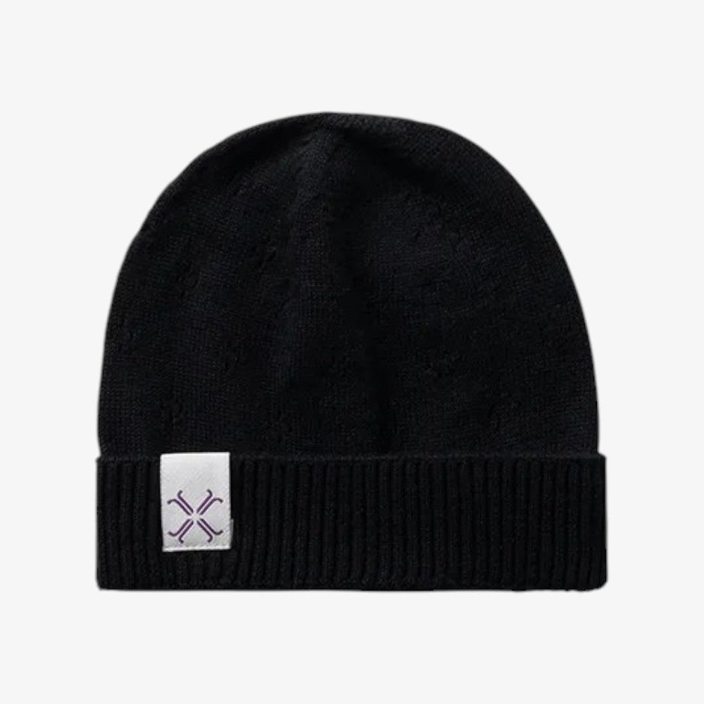 Pointelle Knit Beanie - Black