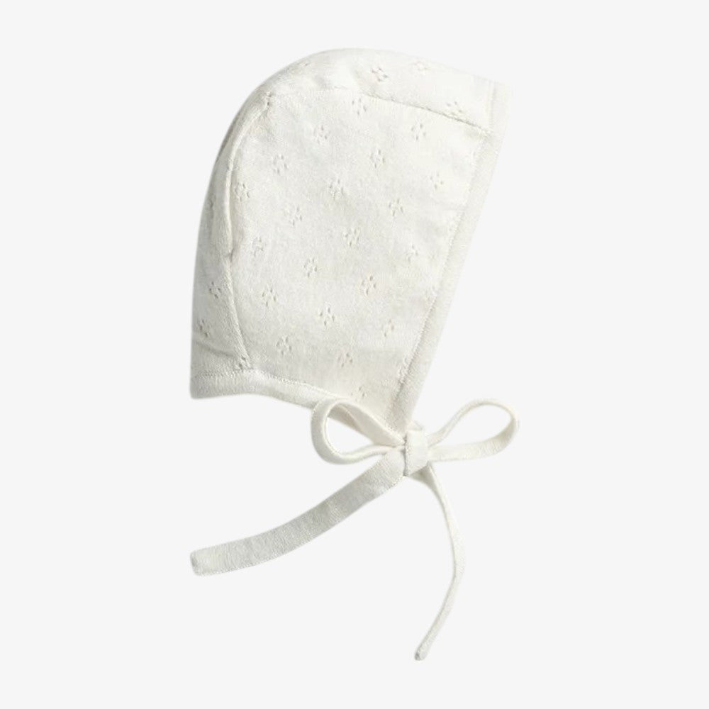 Pointelle Knit Bonnets - Natural White