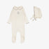 Emblem Embroidered Footie And Hat - Cream & Oat