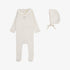Emblem Embroidered Footie And Hat - Cream & Pink