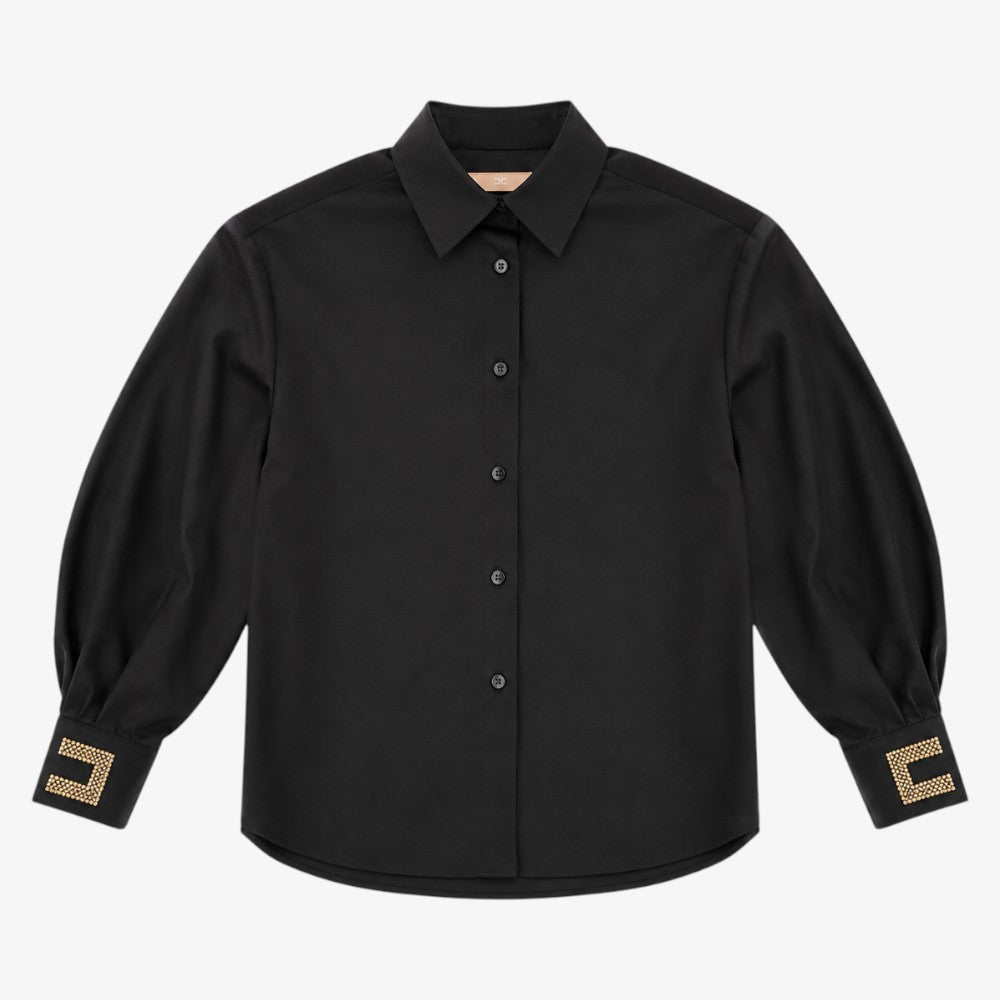 Embroidered Poplin Shirt - Black