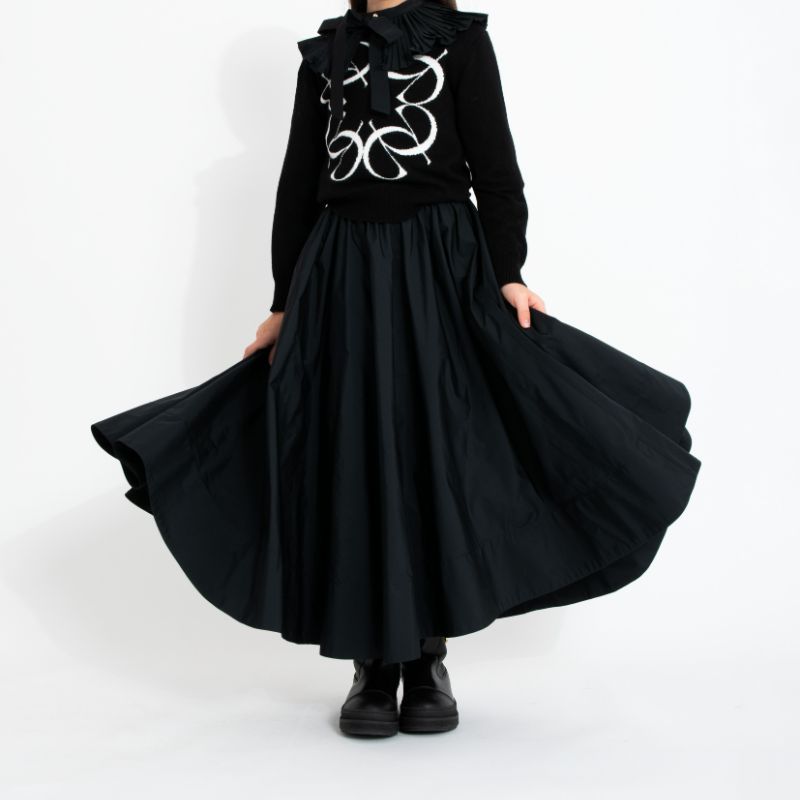 Long Tafetta Skirt - Black