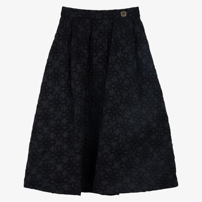 Embroidered Tafetta Skirt - Black