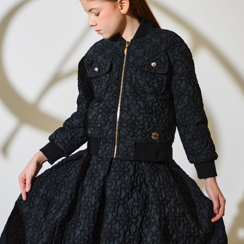 Embroidered Tafetta Skirt - Black