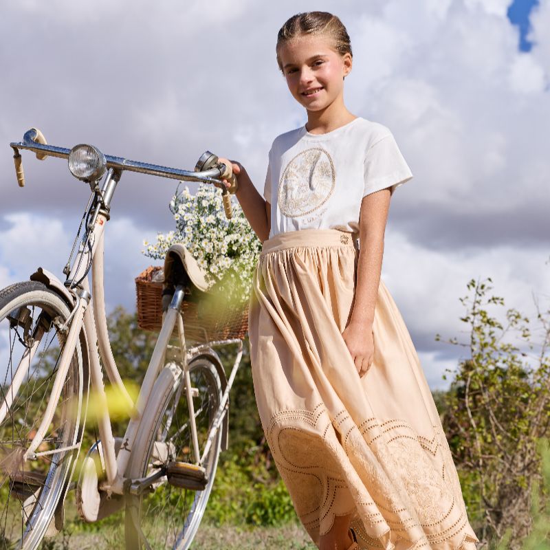 Embroidery T-Shirt - Beige