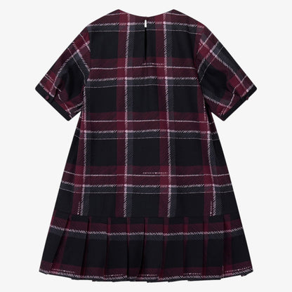 Plaid Pleated Dress - Navy