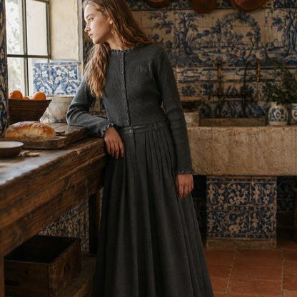 Emerson Pleat Maxi Skirt - Grey