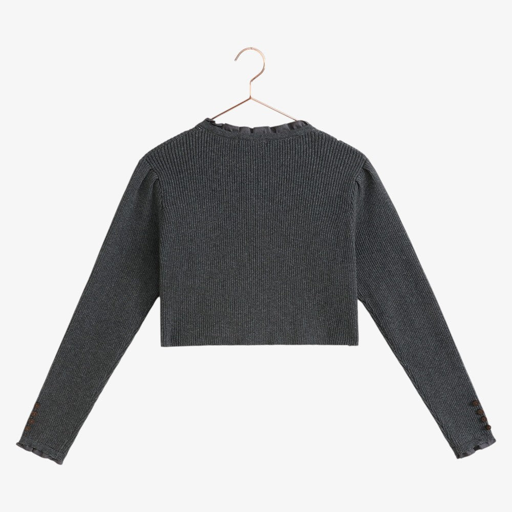 Emerson Knit Crop Cardigan - Grey