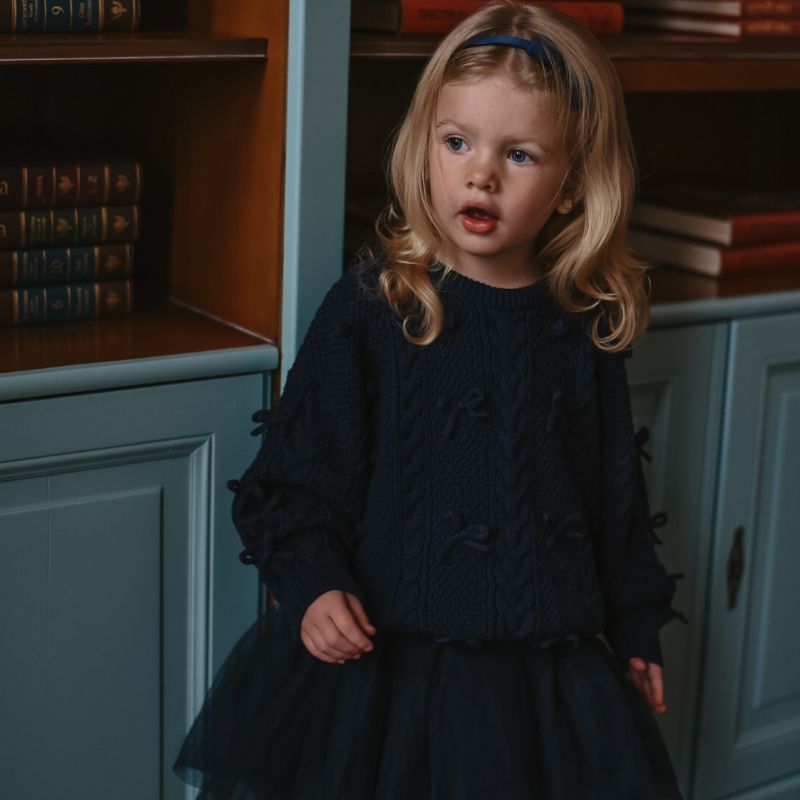 Elise Bow Sweater - Navy
