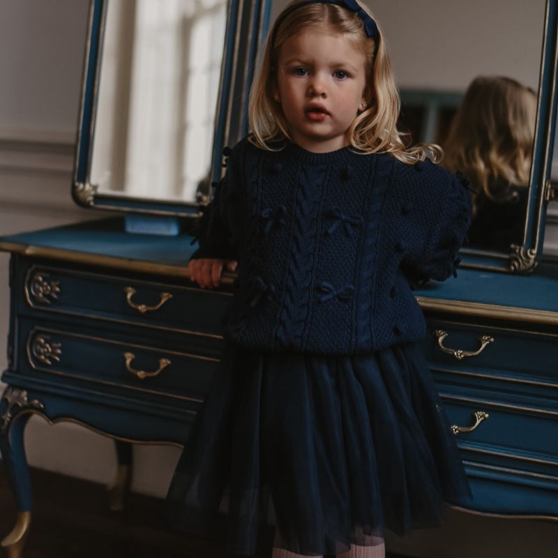 Elise Bow Sweater - Navy