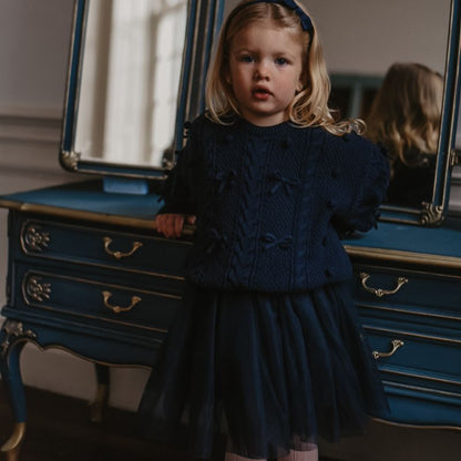 Elise Bow Sweater - Navy