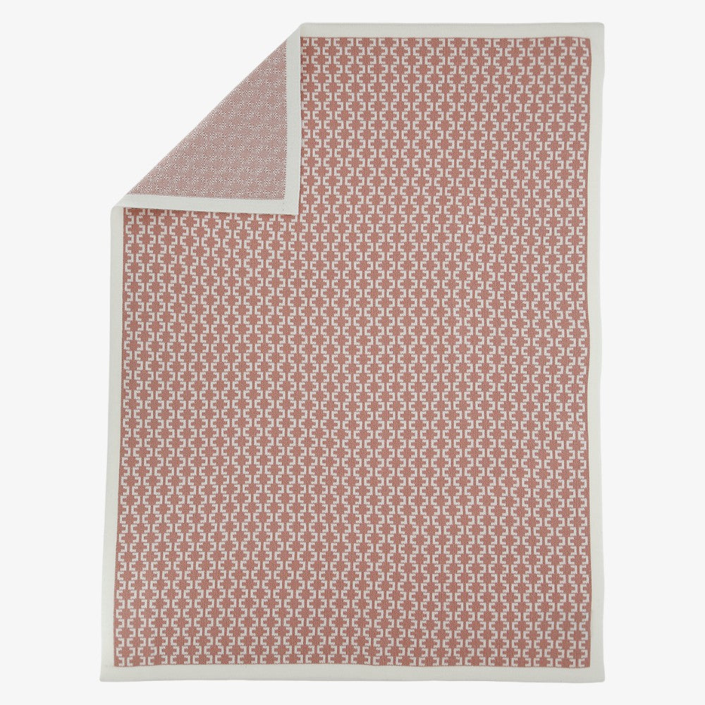 Jacquard Knit Blanket - Rose &amp; Ivory