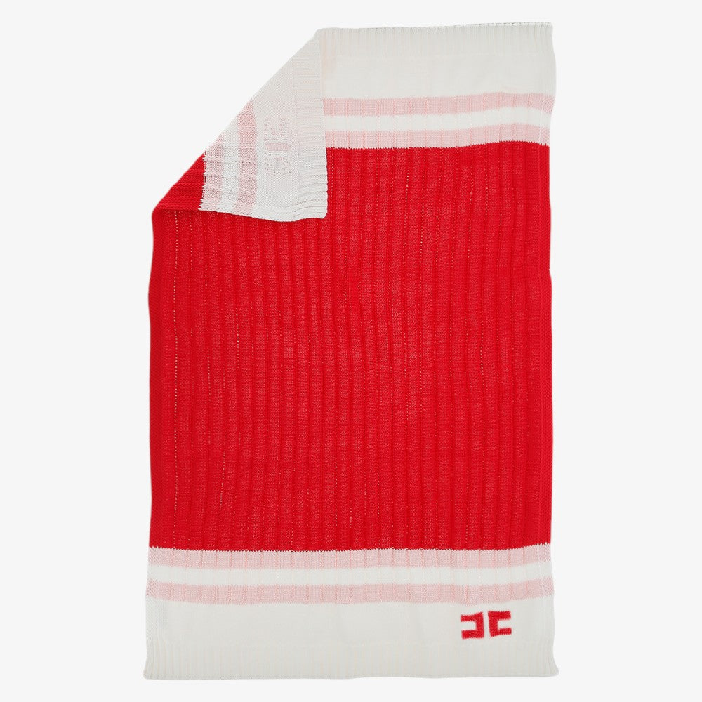 Stripe Knit Blanket - Red &amp; Pink