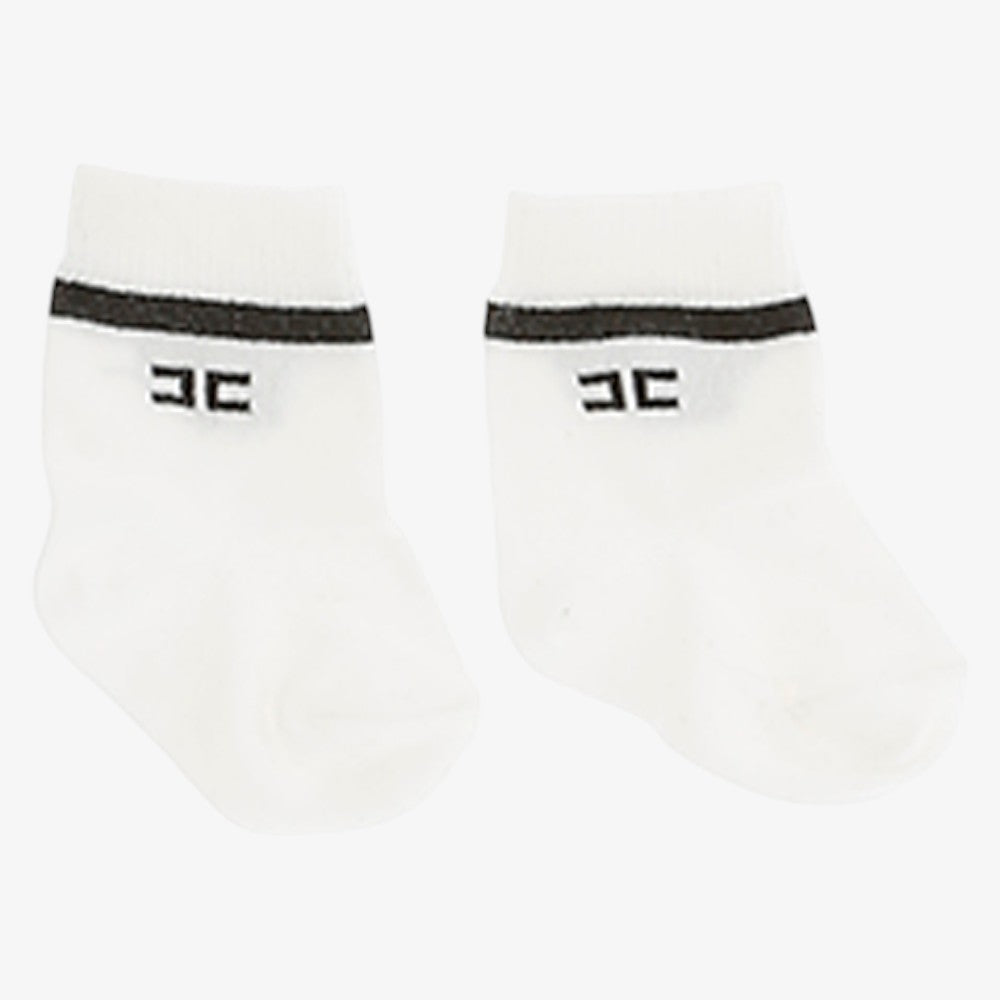 Jacquard Logo Socks - Ivory &amp; Black