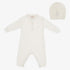 Knit Logo Romper And Hat - Light Cream