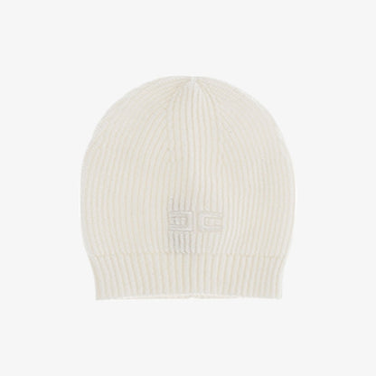 Knit Logo Romper And Hat - Light Cream