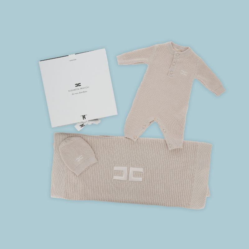 Knit Logo Romper And Hat - Rose