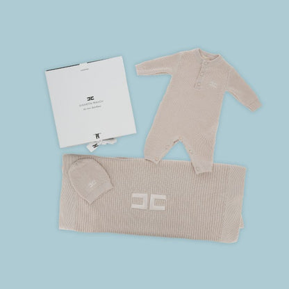 Knit Logo Romper And Hat - Rose