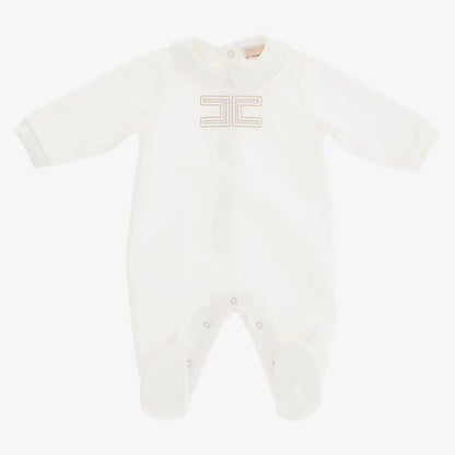Embroidered Footie And Hat - Ivory &amp; Gold