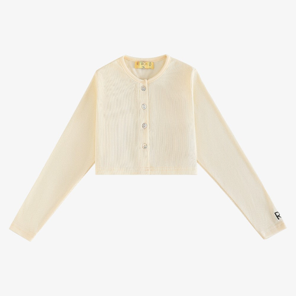 Emery Pointelle Cropped Cardigan - Cream