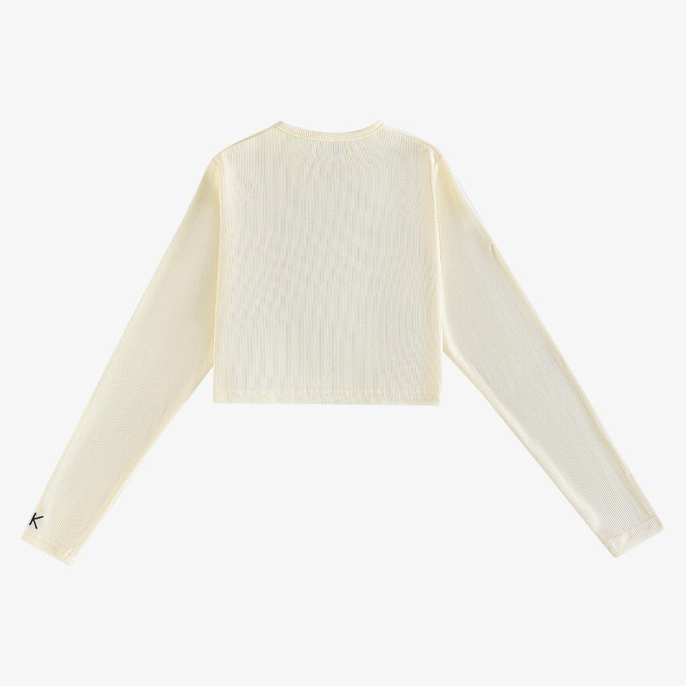 Emery Pointelle Cropped Cardigan - Cream