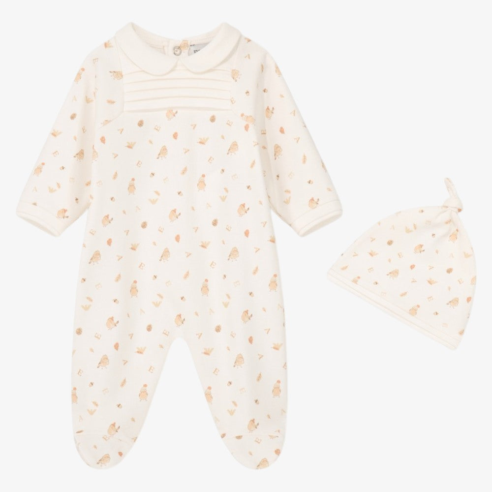 Bird Footie With Hat - White