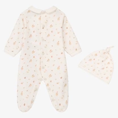 Bird Footie With Hat - White