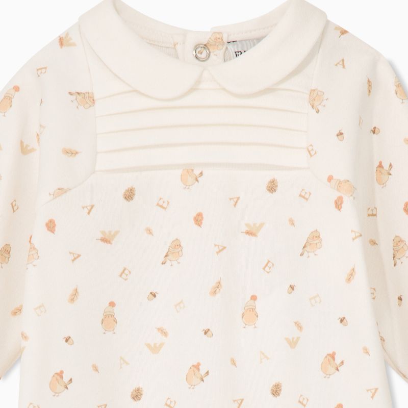 Bird Footie With Hat - White