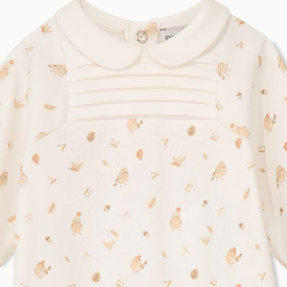 Bird Footie With Hat - White