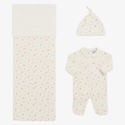 Bird Footie With Hat - White