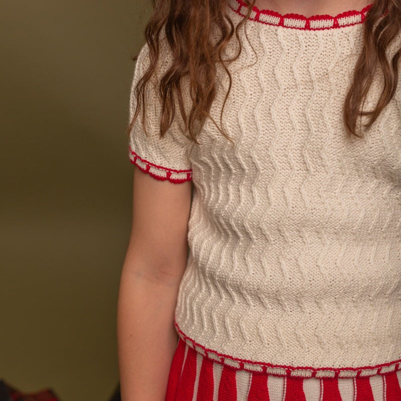 Birinit Petit Knit Sweater  - Ivory-red
