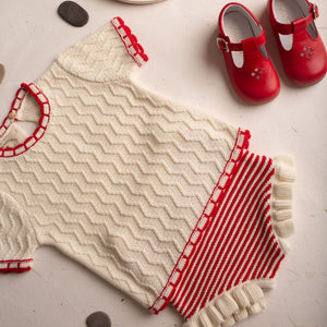 Knit Sweater And Bloomer - Ivory-red