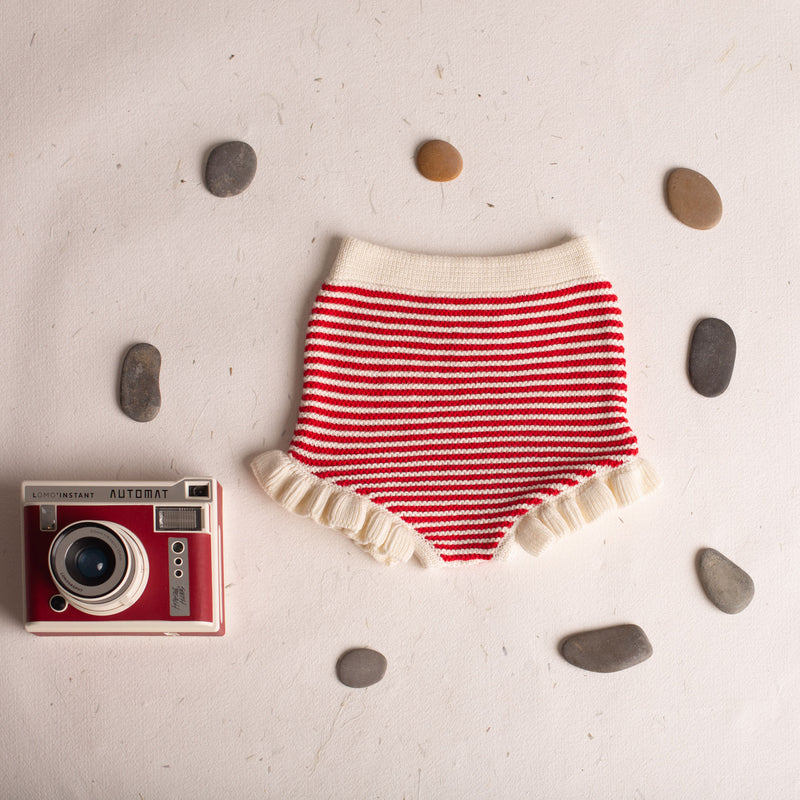 Knit Sweater And Bloomer - Ivory-red