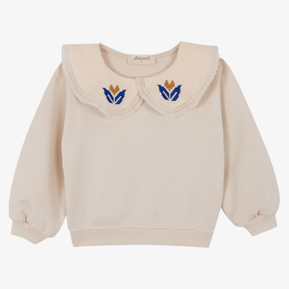 Embroidered Collar Sweater - Ivory