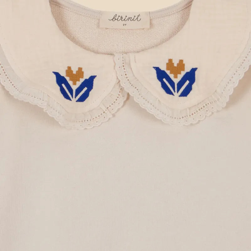 Embroidered Collar Sweater - Ivory