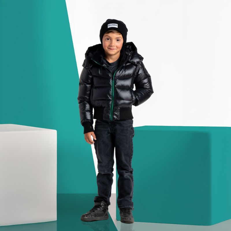 Accent Zipper Bomber - Black&amp;green