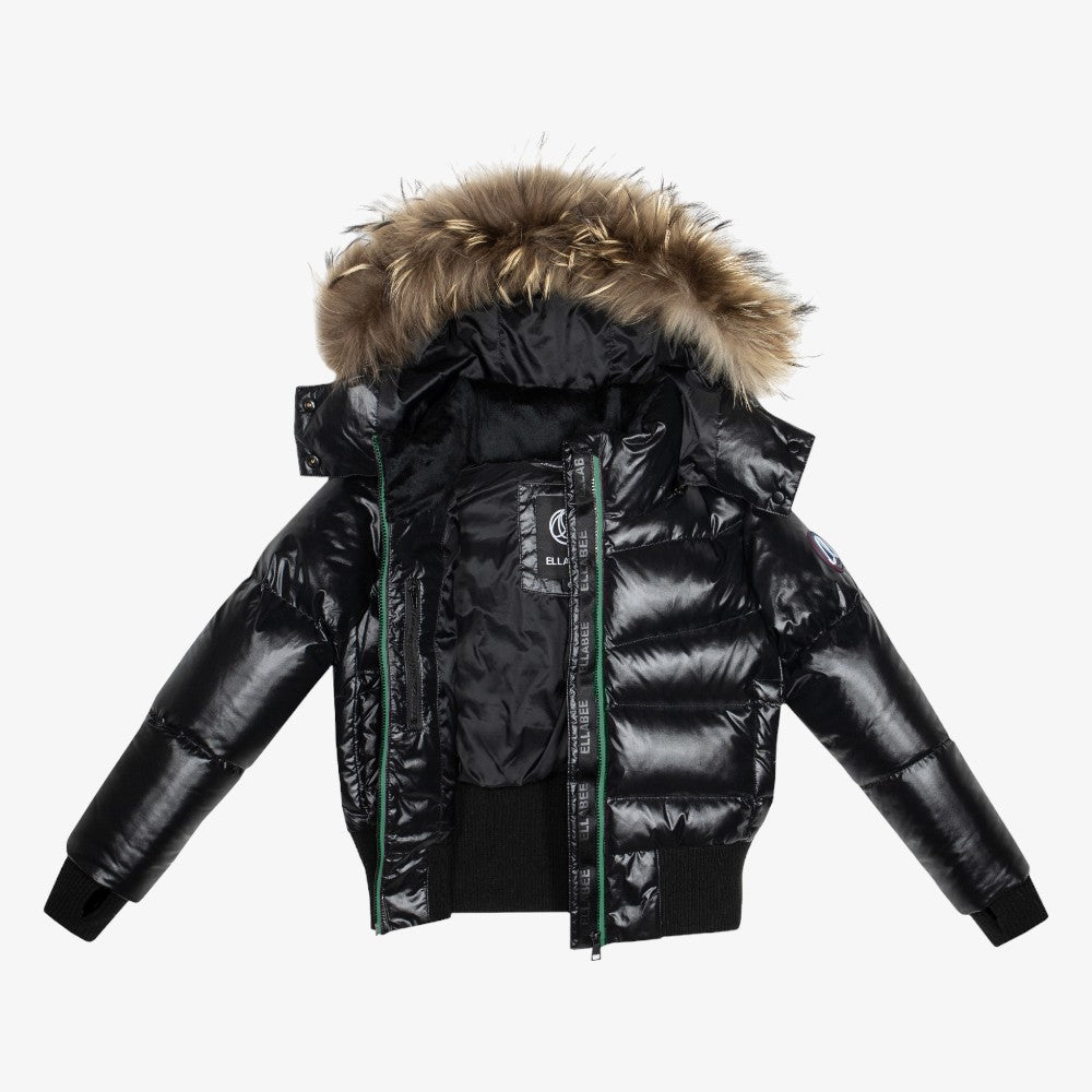 Accent Zipper Bomber - Black&amp;green